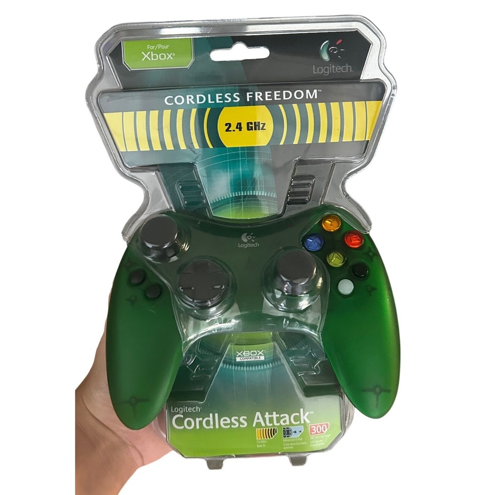Logitech Cordless Attack Xbox Controller Wireless 2.4GHz Translucent Green New